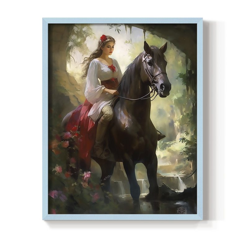 Reproduction encadrée WOMEN Series CDXCIV - bois massif, Bleu, H 21 po x l 17 po