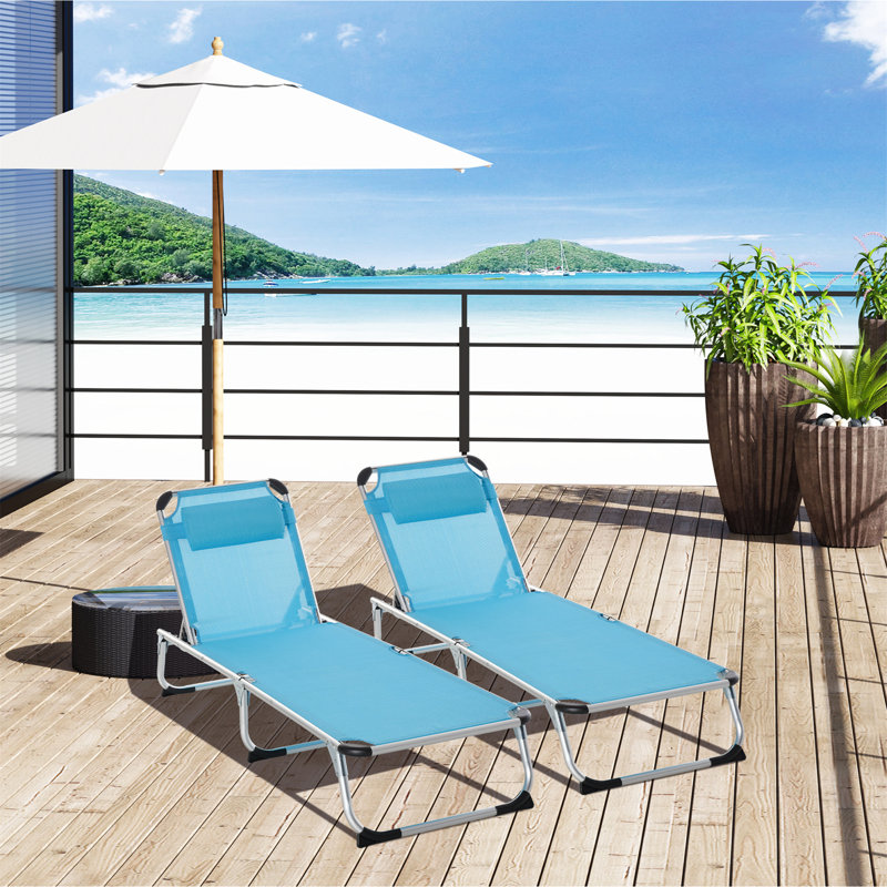 Aymelia 170cm Long Reclining Single Chaise, Blue