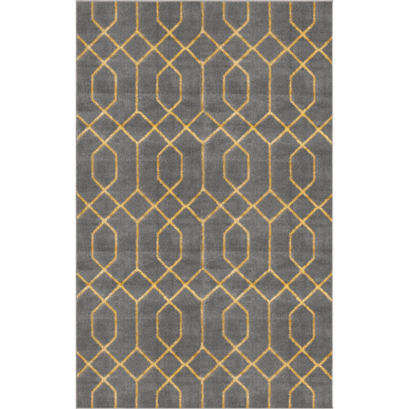 Glam Gray/Gold Area Rug, Rectangle 3'1" x 5'3"