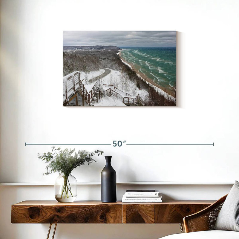 Scène d'hiver à Alvord Lake Michigan, H 20 po x l 30 po