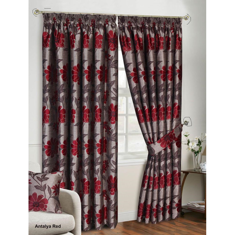 Mequon Room Darkening Curtain Pair, 168 W x 228 D cm, Red