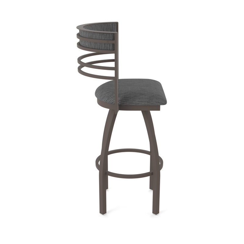 Hunter Swivel Stool, Bronze, Tabouret de bar (siège d'une hauteur de 36 po), Tissu graphique charbon