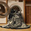 Tapis damassé classique Cilegon Samurai In Armour en noir lavable à la machine-1171325381