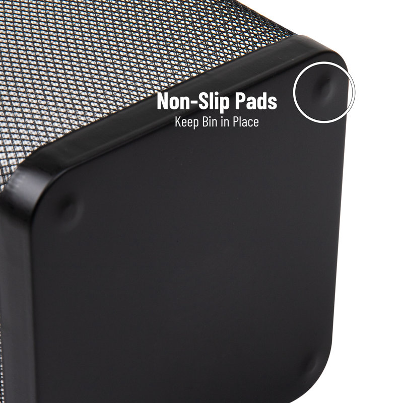 Black Stainless Steel Mesh Office Trash Can Set