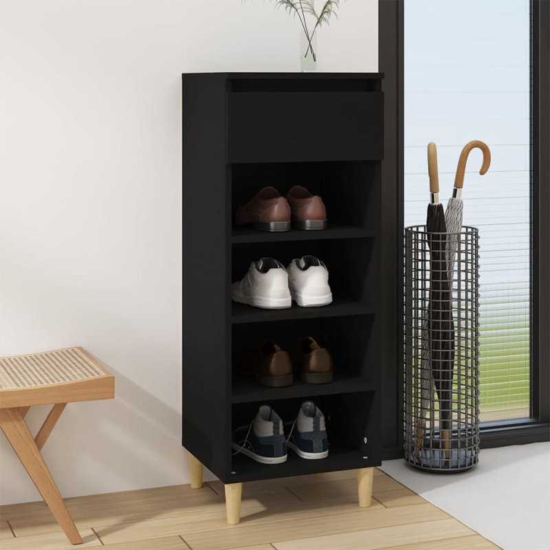  Armoire à chaussures en bois d'ingénierie, Noir