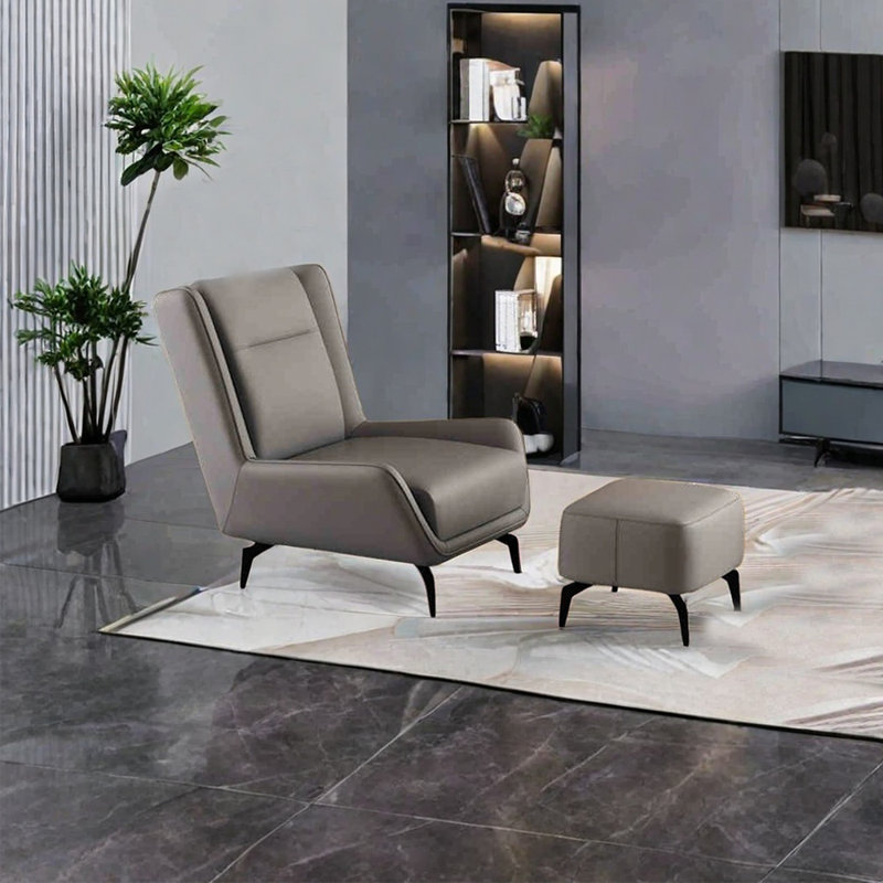 Chaise longue simple et moderne avec pieds en acier au carbone, Gris