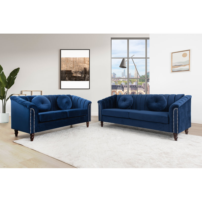 Atlasburg 2 Piece Microfiber Living Room Set, Blue