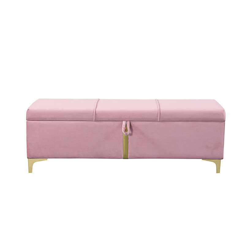 Zeger Upholstered Storage Bench, Pink