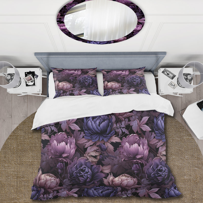 Gothic Botanicals Moody Patterns Duvet Cover, King Duvet Cover + 2 King Shams
