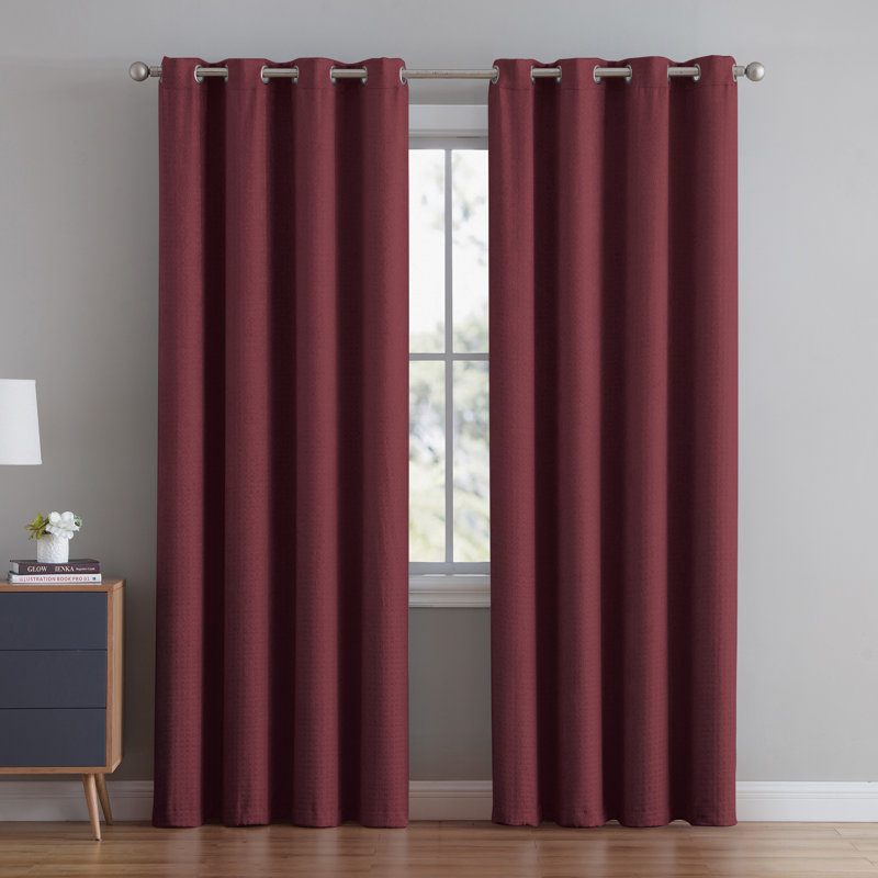Bethany Basketweave Grommet Curtain Panel, 55" W x 90" L, Wine