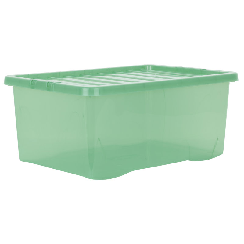 Wham Crystal 45L Plastic Storage Box Pack of 5 Tint Leprechaun Green