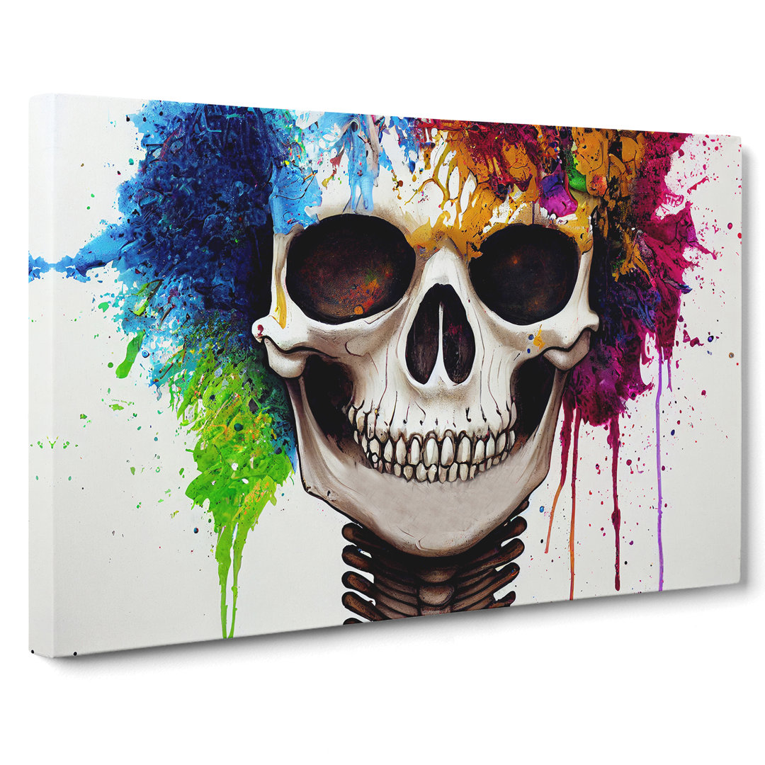 XXX-H1022-WF-7855X Skull Paint Splatter Vol.4 - Wrapped Canvas Print