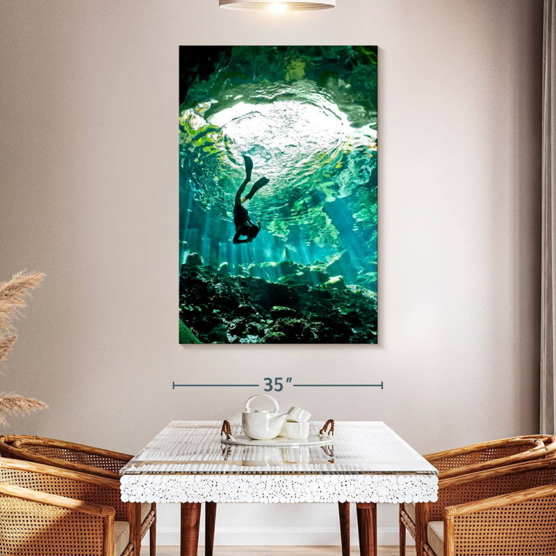 Sireci Diving In Cenote, 51" H x 34" W