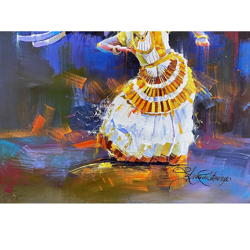Mohiniyattam du Kerala | Peinture acrylique sur toile | Décoration murale