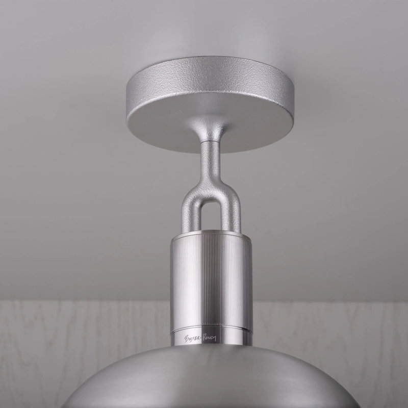 Plafond fourchu / Abat-jour / Globe / Opale, H 5,9 po x l 9,84 po x P 9,84 po, Acier / opale