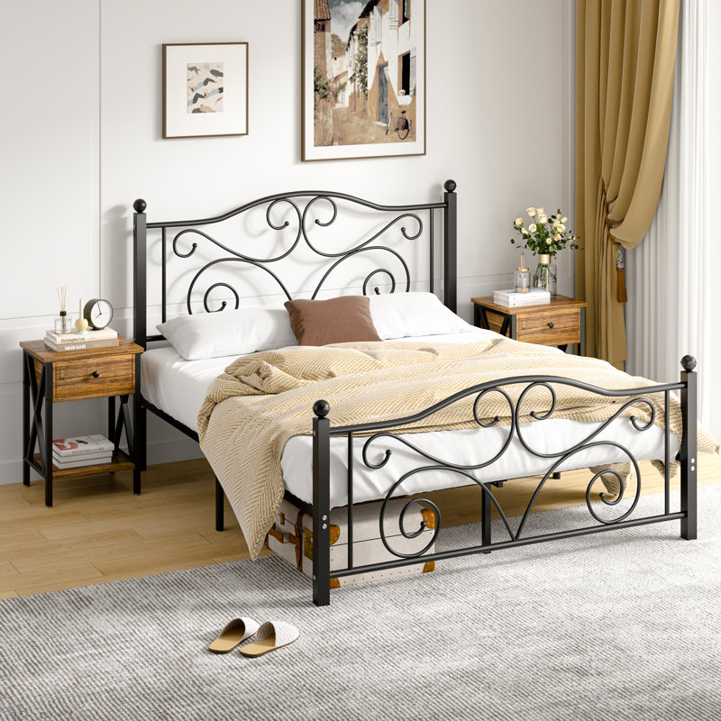 Auxter Steel Piece Bedroom Set, Full/Double, Brown