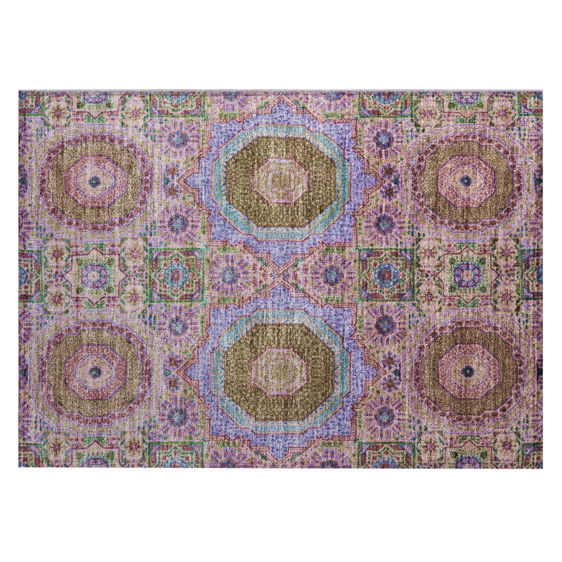 Machine Washable Indoor/Outdoor Xhevrie Pink Rug, Rectangle 1'8" x 2'6"