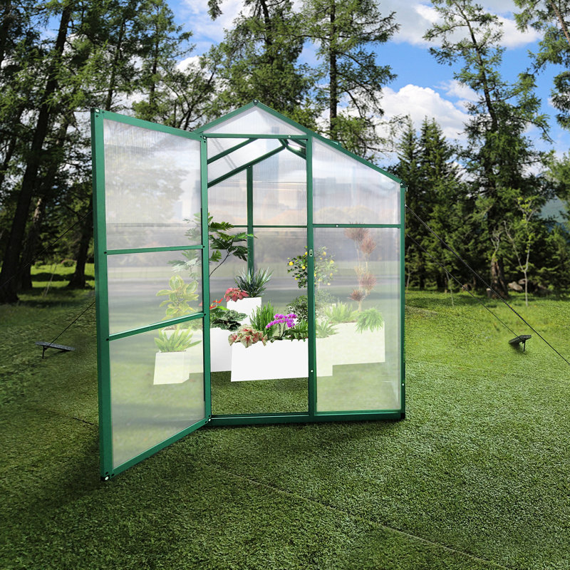 Gain de hauteur à l'épreuve du vent à effet de serre de 6 pi x 6 pi - Structure en aluminium robuste en polycarbonate pour utilisation dans le jardin toutes saisons