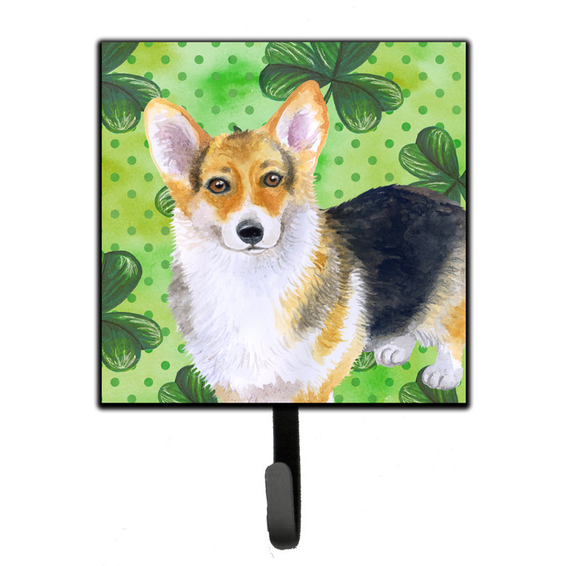 Markle Metal Wall Organizer with Key Hooks, Brown/Salmon/Blue, Pembroke Corgi