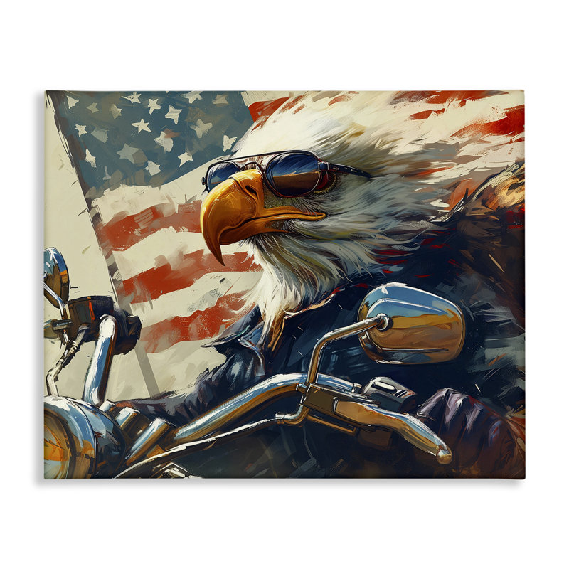 «Patriotic Bald Eagle», art mural sur toile par Ray Heere, H 16 po x l 20 po