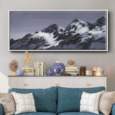 Moonlit Mountain Range II - Framed Canvas