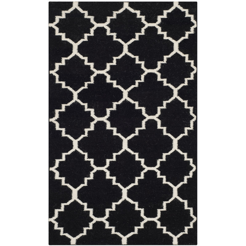 Capirano Geometric Wool Hand Woven Area Rug, Rectangle 91 x 152cm