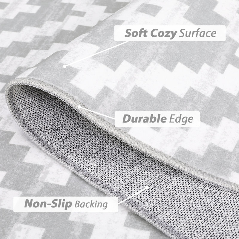 Geometric Machine Washable Rug for Living Room Bedroom Diamond Checkerboard Non-Slip Low Pile Rubber Backing Area Rug for Playroom Office Kitchen Dining Room Dorm and Bedside Decor