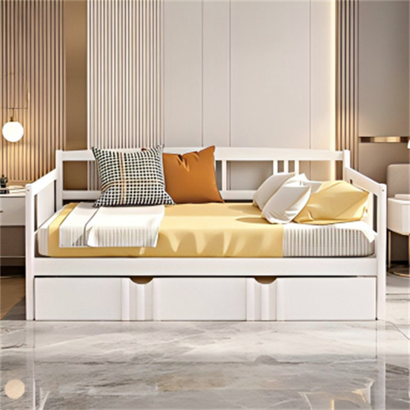 Lit de jour avec couchette en bois, Blanc