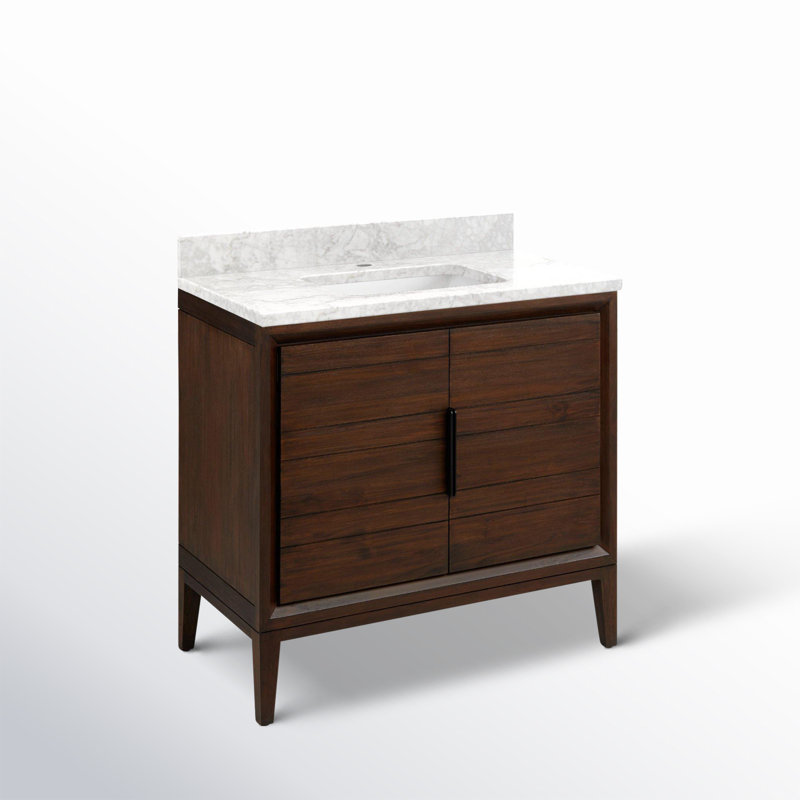 Aliso 36" Single Bathroom Vanity, Carrara Marble, Single-Hole Centered, Java