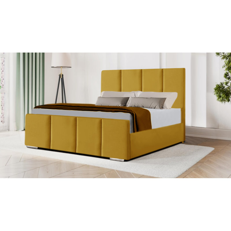 Edgemont Upholstered Bed, Double (4'6), Yellow Mustard
