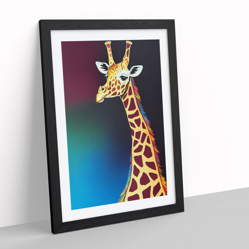 Proud Giraffe - Wall Art, Black Framed Paper, 46cm H x 34cm W x 2cm D