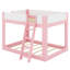 Lit double superposé double pleine grandeur, lit superposé convertible en bois avec échelle réversible et garde-corps de sécurité, rose et blanc-617330573-617330575