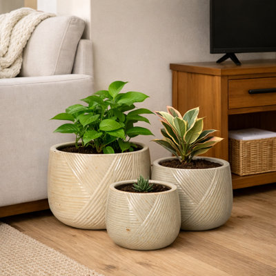 Miramar Beach Planter Set Of 3 A,B,C - Antique Cream