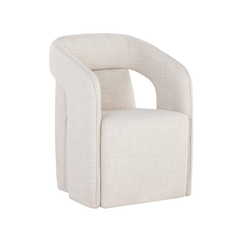 Fauteuil rembourré en tissu Azera H 19 po, Crème, crème
