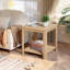 Ensemble de 2 tables de bout arrondies de coin avec table de chevet carrée de 22,1 po avec pieds à vagues verticales, table d'appoint Boho à 2 niveaux pour le salon, la chambre à coucher et le bureau personnel (chêne)-133446239