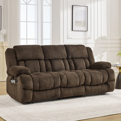 90'' Wide 3-seater Manual Reclining Sofa With Wide Tufted Back
