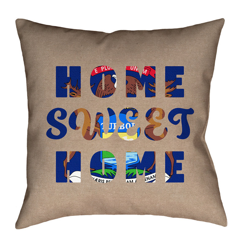 Oreiller de Katelyn Smith Home Sweet Michigan, 28 po x 28 po, Polyester/mÃ©lange de polyester - utilisation intÃ