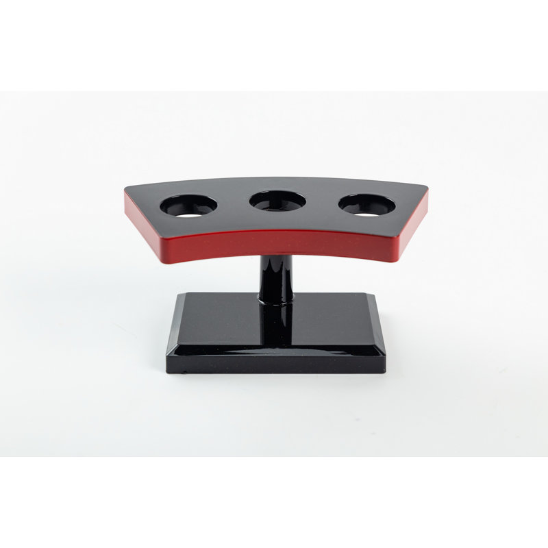 Black and Red Lacquered Plastic Sushi Roll Holder with Three Compartments