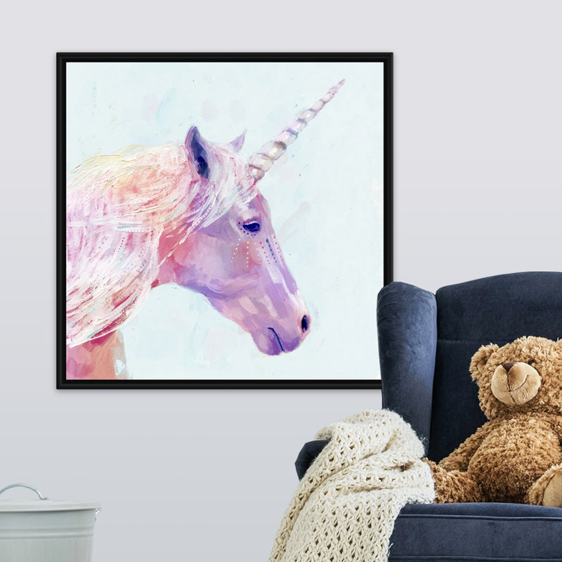 «Sifuentes Mystic Unicorn I», art sur toile, H 30 po x l 30 po x P 1,75 po, Cadre flottant noir
