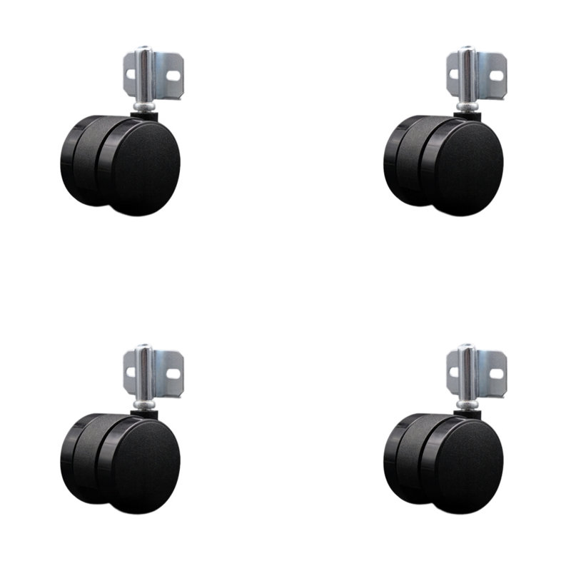 2 Inch Nylon Twin Wheel Casters with Side Mounting Bracket – Set of 4 - SCC