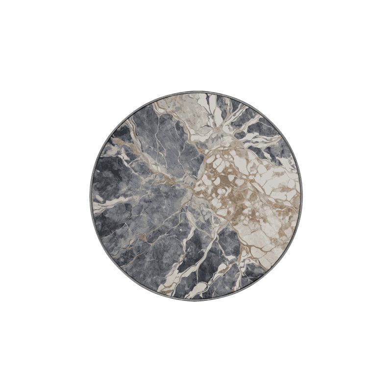 Machine Washable Gray Area Rug, Round 8'
