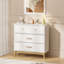Armoire de rangement à 3 tiroirs de style nordique, commode blanche moderne avec poignées en or rose et base en bois massif pour petits espaces