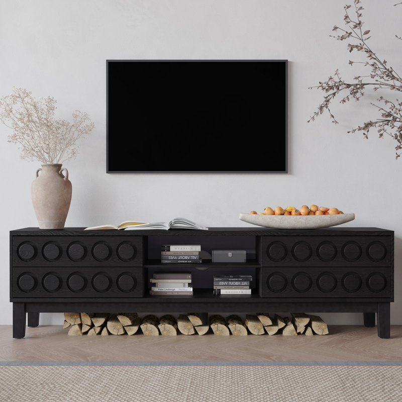 Console multimédia 75 po pour bureau avec 4 tiroirs - Noir