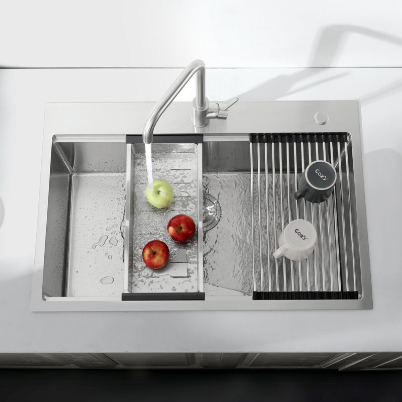 Évier de cuisine en acier inoxydable, Gris