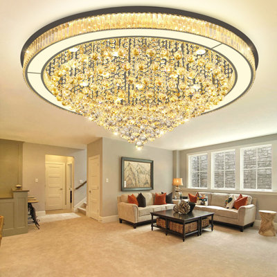 Modern Crystal Led Dimmable Chandelier Black