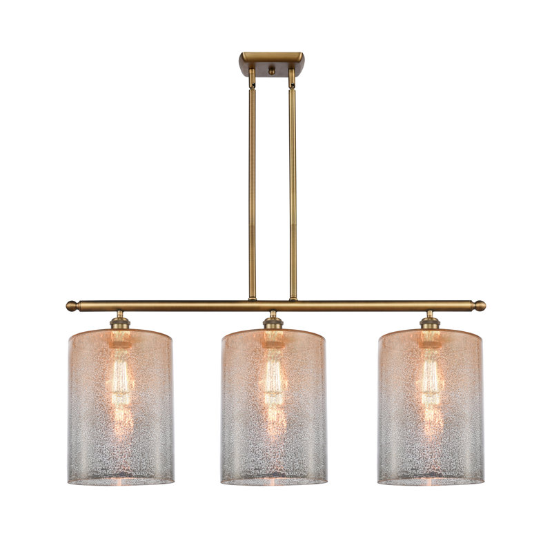 Luminaire suspendu tambour 3 lumières Dublin, Mercurisé, Laiton brossé
