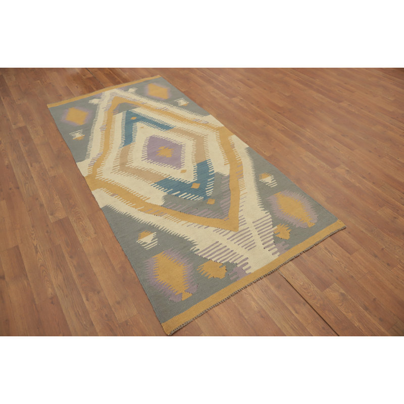 Tapis oriental tribal en laine Kilim 3 x 7