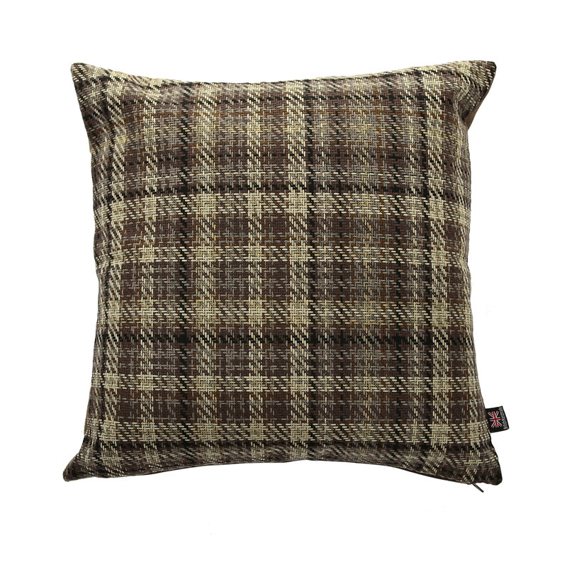 Deemer Plaid Square Throw Cushion, Brown, 43 x 43cm