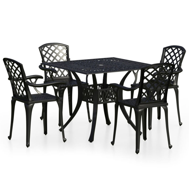 Bartonsville 4 - Person Patio Dining Set with Square Table, Black