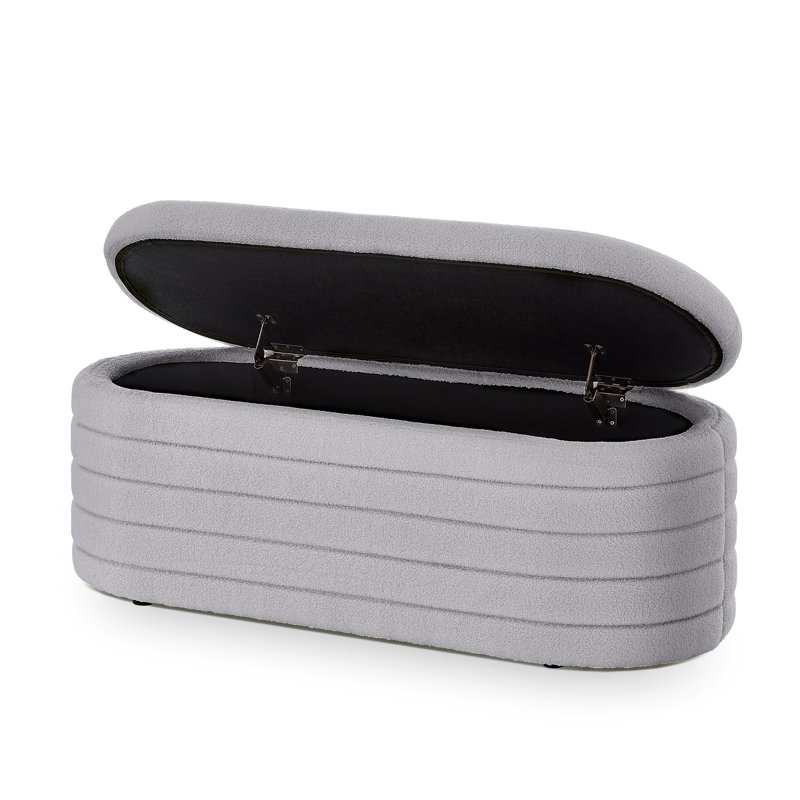 Banc de rangement moderne avec repose-pieds ovale, banc de rangement rembourré en tissu à l'extrémité du lit